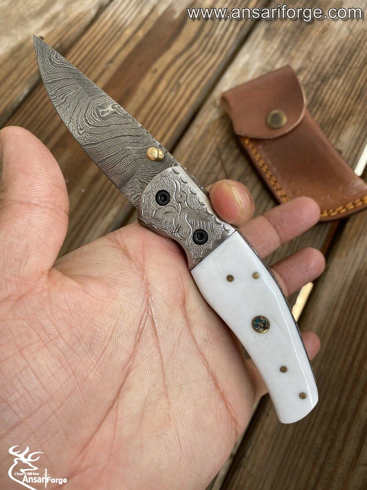 Damascus steel pocket knife